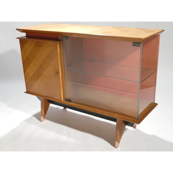 Image 1 of Petit meuble de rangement en merisier et verre - années 1950