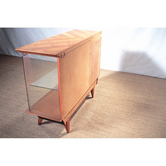 Image 1 of Petit meuble de rangement en merisier et verre - années 1950