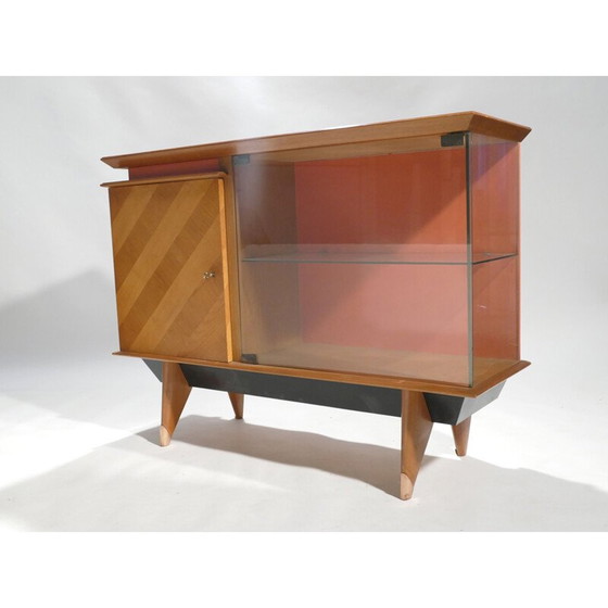 Image 1 of Petit meuble de rangement en merisier et verre - années 1950