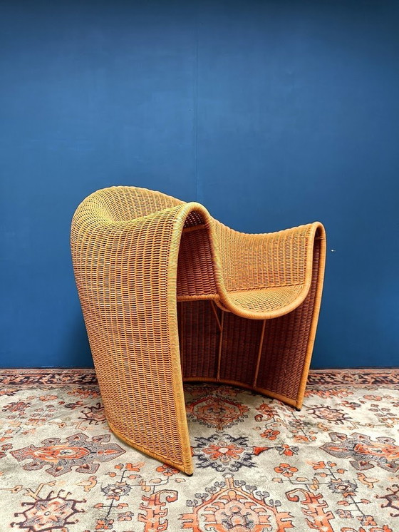 Image 1 of Fauteuil Vintage en Rotin Design Italien