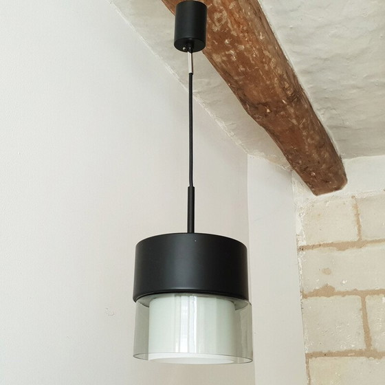 Image 1 of Pendentif Vintage verre et acier 1960