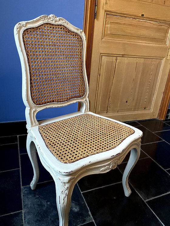 Image 1 of Table ronde antique avec 8 chaises