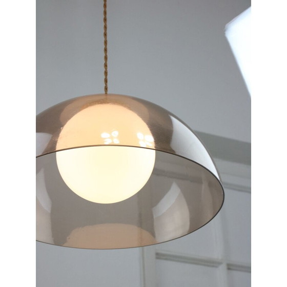 Image 1 of Lampe suspendue Space Age en laiton et opaline, Italie