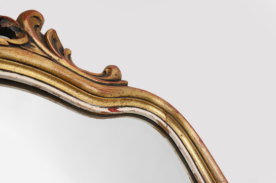 Image 1 of  Miroir de style baroque en bois sculpté et doré, Belgique, années 1950