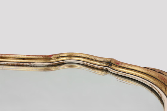 Image 1 of  Miroir de style baroque en bois sculpté et doré, Belgique, années 1950