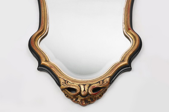Image 1 of  Miroir de style baroque en bois sculpté et doré, Belgique, années 1950