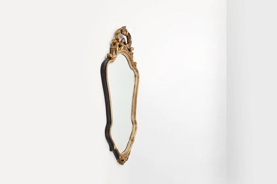 Image 1 of  Miroir de style baroque en bois sculpté et doré, Belgique, années 1950