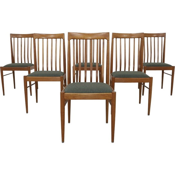 Image 1 of Ensemble de 6 chaises de salle à manger vintage en teck et laine par H.W. Klein pour Bramin, 1970