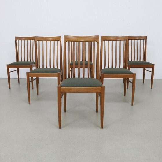 Image 1 of Ensemble de 6 chaises de salle à manger vintage en teck et laine par H.W. Klein pour Bramin, 1970