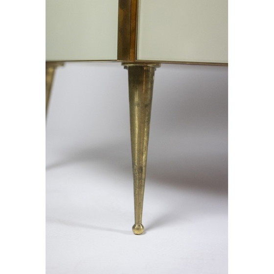 Image 1 of Buffet géométrique vintage en verre et laiton doré, Italie