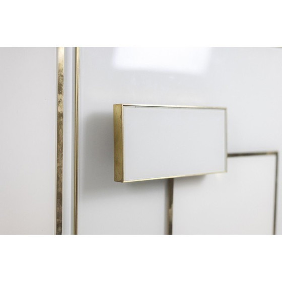 Image 1 of Buffet géométrique vintage en verre et laiton doré, Italie