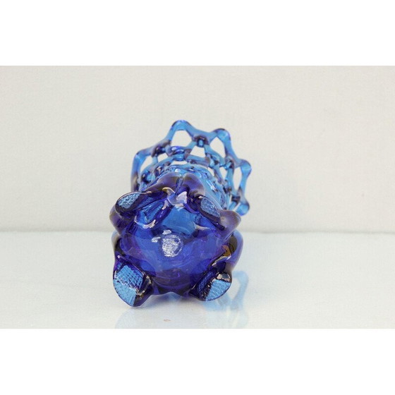 Image 1 of Vase vintage en verre bleu cobalt, Europe 1960