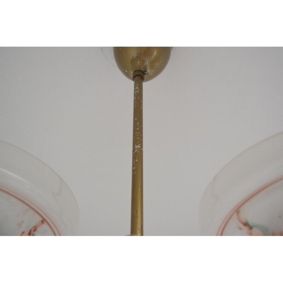 Image 1 of Lustre vintage en verre et métal par Zukov, Tchécoslovaquie 1950