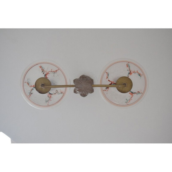 Image 1 of Lustre vintage en verre et métal par Zukov, Tchécoslovaquie 1950