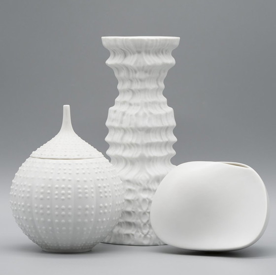 Image 1 of Rosenthal Bisque Porcelaine Vase Couvercle-Boîte Bougeoir Trio Martin Freyer Uta Feyl