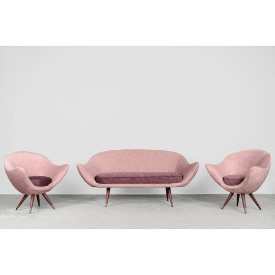 Image 1 of Ensemble de salon en velours vintage par Paged, 1972