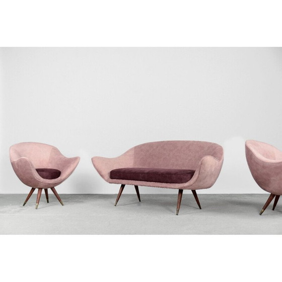 Image 1 of Ensemble de salon en velours vintage par Paged, 1972