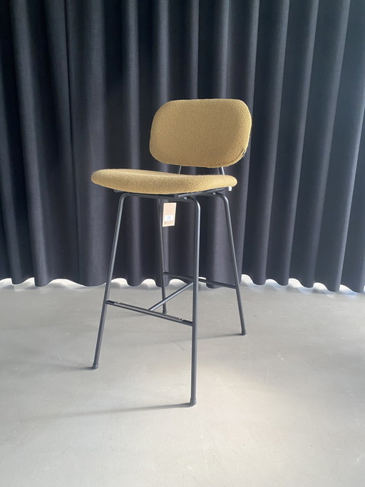 Design In Box - Tabouret de bar n° 14 - Structure noire + tissu couleur moutarde