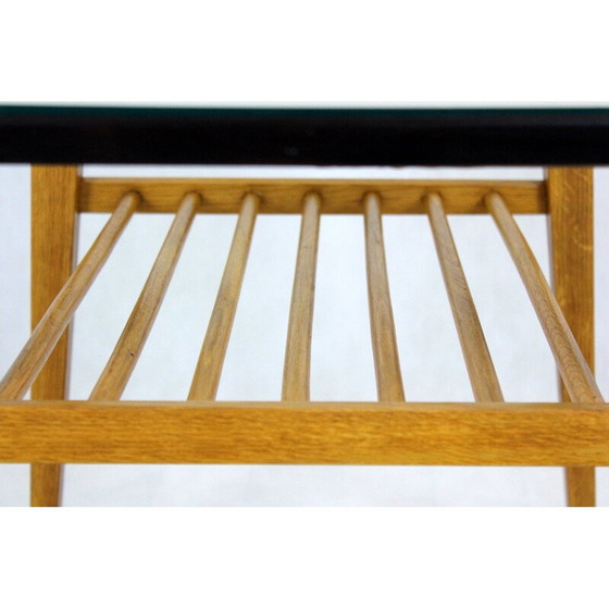 Image 1 of Table basse vintage en bois avec plateau en verre par Drevozpracujici Druzstvo, Tchécoslovaquie 1960