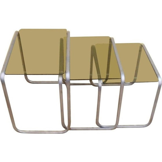 Image 1 of Ensemble de 3 tables gigognes rétractables vintage - 1970
