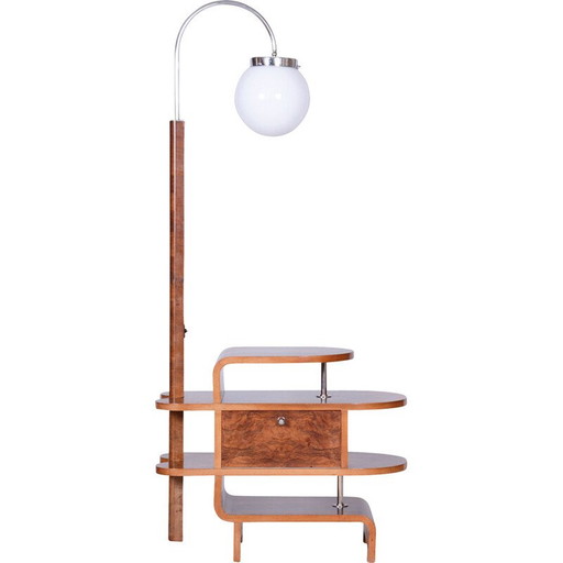 Lampadaire Vintage Art Déco en noyer et épicéa par Jindrich Halabala pour Up Závody, Tchécoslovaquie 1930
