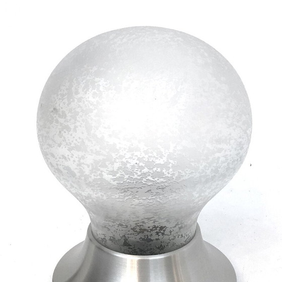 Image 1 of Lampe de table vintage en verre dépoli et aluminium "Brioni" par Stilux Milano, 1960
