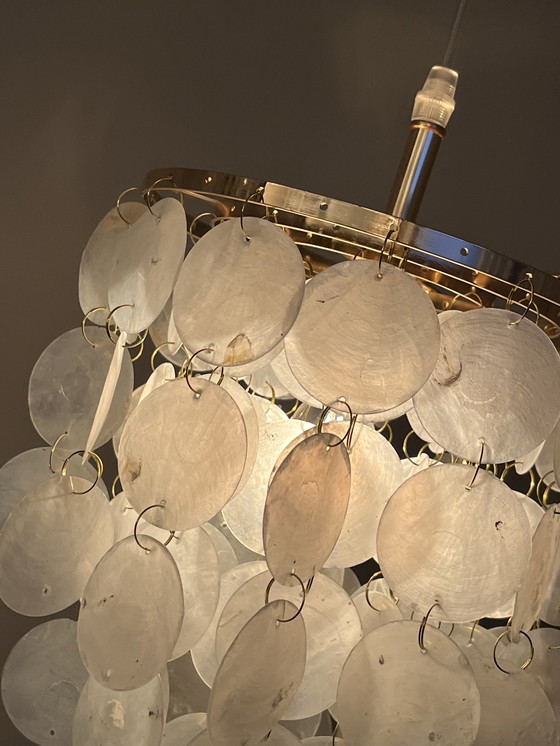 Image 1 of Lot de 2 lampes pendantes Capiz Lampes vintage en coquillage nacré