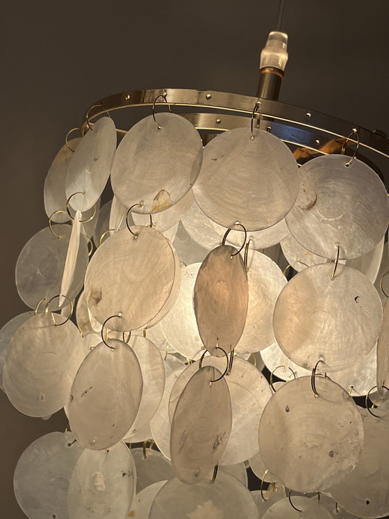 Image 1 of Lot de 2 lampes pendantes Capiz Lampes vintage en coquillage nacré