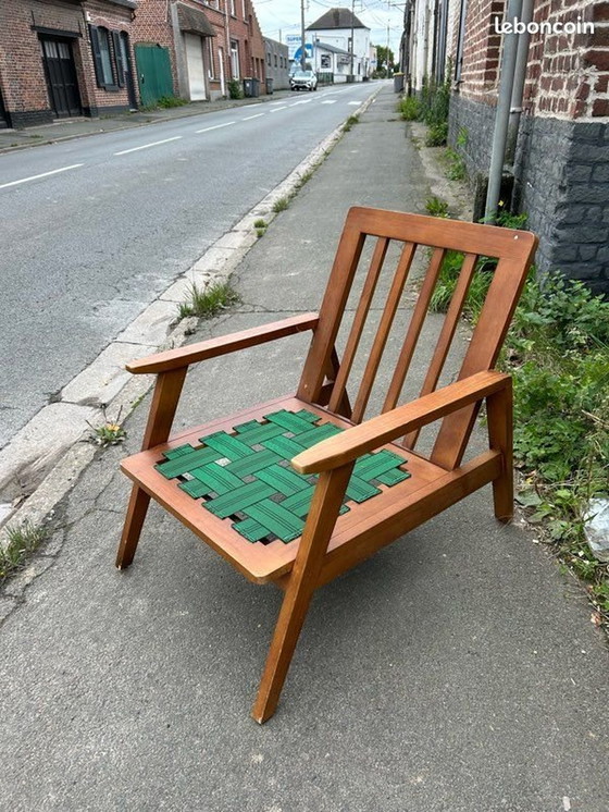 Image 1 of Fauteuil Scandinave Tissu Grosse Maille