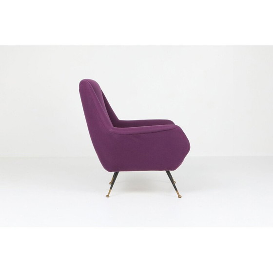 Image 1 of Paire de fauteuils vintage avec revêtement violet, Italie 1950