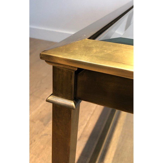 Image 1 of Table basse carrée vintage en acier patiné or, France 1970