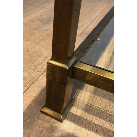 Image 1 of Table basse carrée vintage en acier patiné or, France 1970