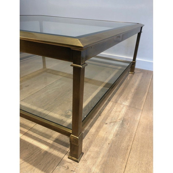 Image 1 of Table basse carrée vintage en acier patiné or, France 1970