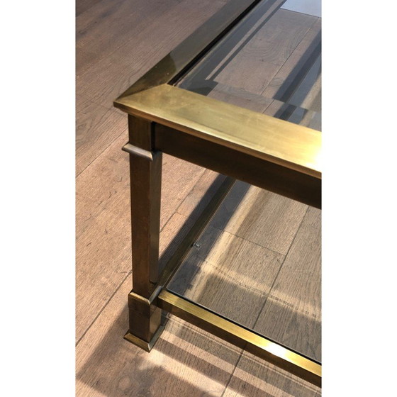 Image 1 of Table basse carrée vintage en acier patiné or, France 1970