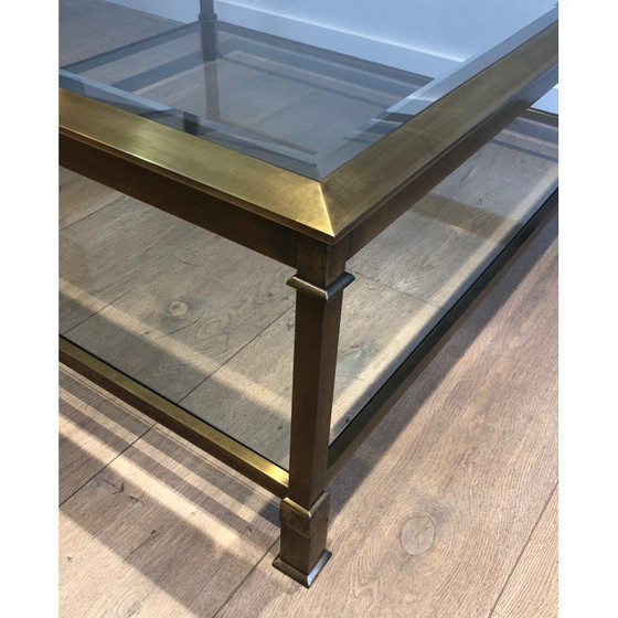 Image 1 of Table basse carrée vintage en acier patiné or, France 1970