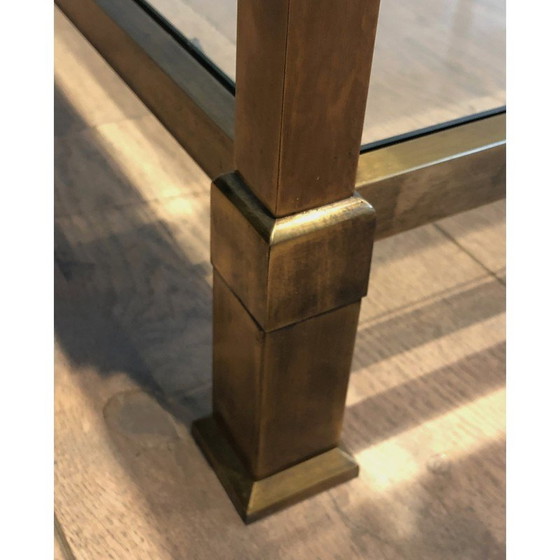 Image 1 of Table basse carrée vintage en acier patiné or, France 1970