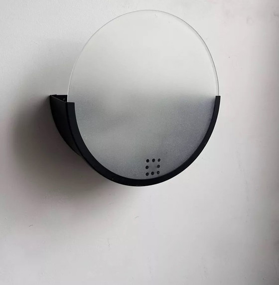 Image 1 of 2X D'Applique Vintage Géométrique, Métal Noir Et Verre Sablée, Delmas