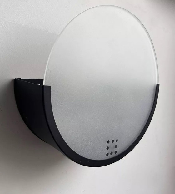 Image 1 of 2X D'Applique Vintage Géométrique, Métal Noir Et Verre Sablée, Delmas