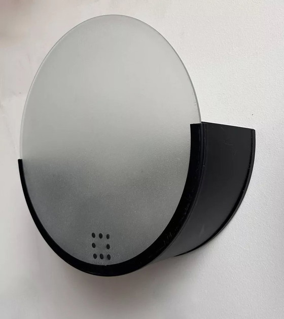 Image 1 of 2X D'Applique Vintage Géométrique, Métal Noir Et Verre Sablée, Delmas