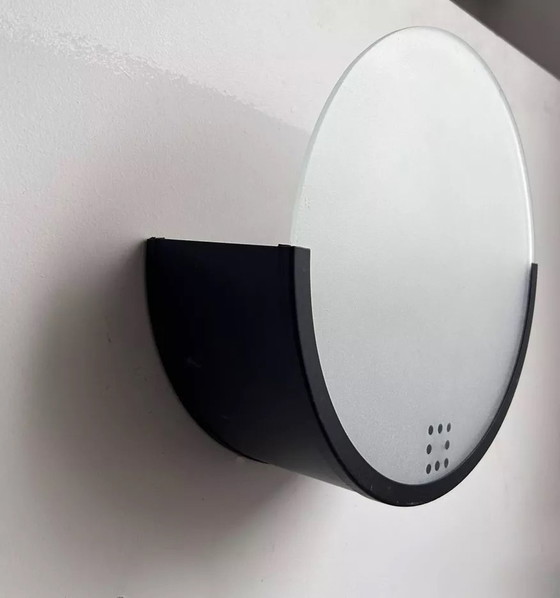 Image 1 of 2X D'Applique Vintage Géométrique, Métal Noir Et Verre Sablée, Delmas