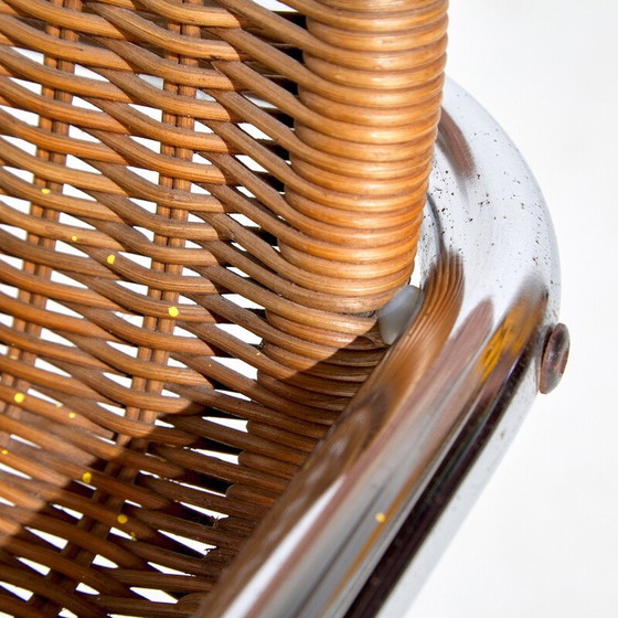 Image 1 of Tabouret de bar vintage en tube et osier, Italie 1970