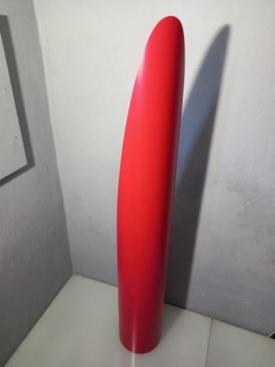 Image 1 of Miroir de sol Unghia en bois et pvc rouge, années 2000