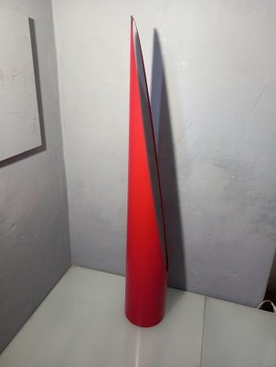 Image 1 of Miroir de sol Unghia en bois et pvc rouge, années 2000