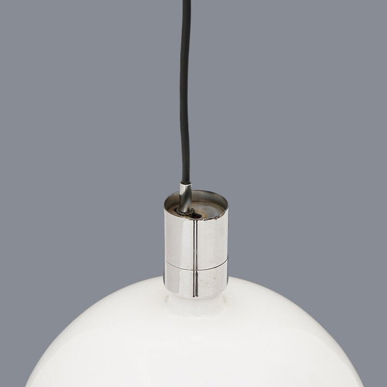 Image 1 of Lustre vintage "AS/AM" en métal chromé et verre opalin par Franco Albini et Franca Helg pour Sirrah, Italie 1970