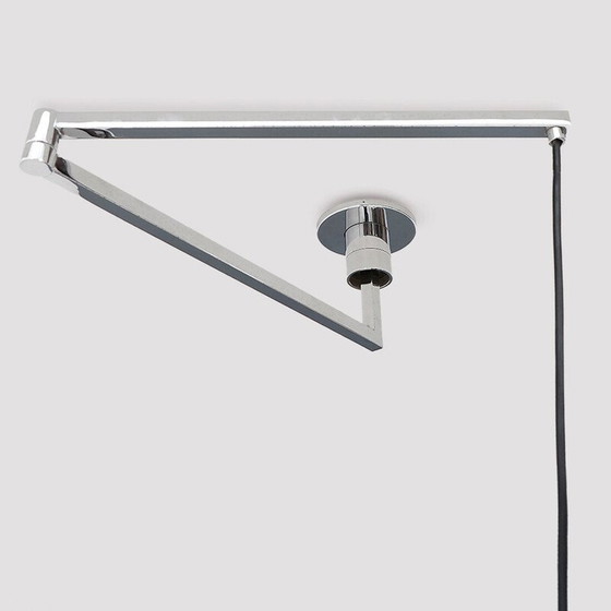 Image 1 of Lustre vintage "AS/AM" en métal chromé et verre opalin par Franco Albini et Franca Helg pour Sirrah, Italie 1970