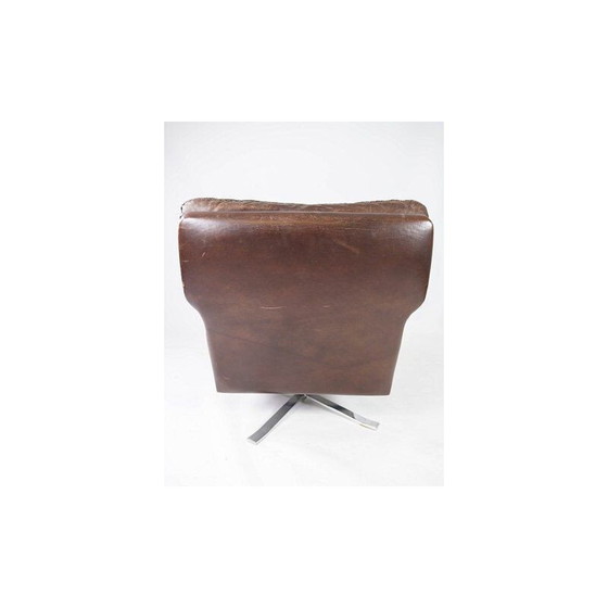 Image 1 of Fauteuil vintage en cuir marron avec structure en métal par Arne Norell 1970