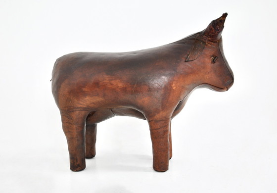 Image 1 of Tabouret de taureau en cuir par Dimitri Omersa, 1960S