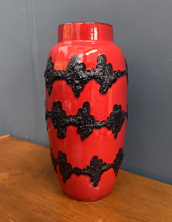 Image 1 of Vat Lava Vase By Scheurich Germany Model 553-38 Heartbeat
