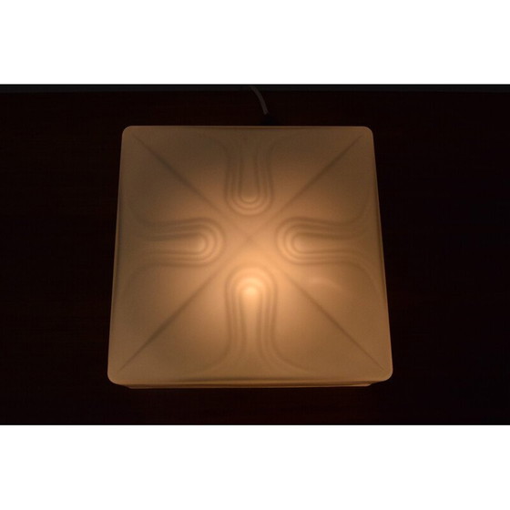 Image 1 of Plafonnier vintage en verre et métal, Tchécoslovaquie 1970