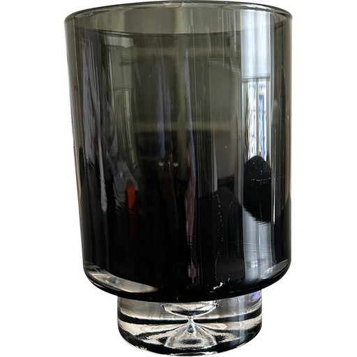 Bougeoir vintage en verre fumé, 1970